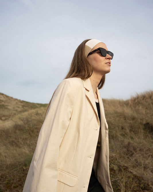 The Signature Linen headband - white/sand